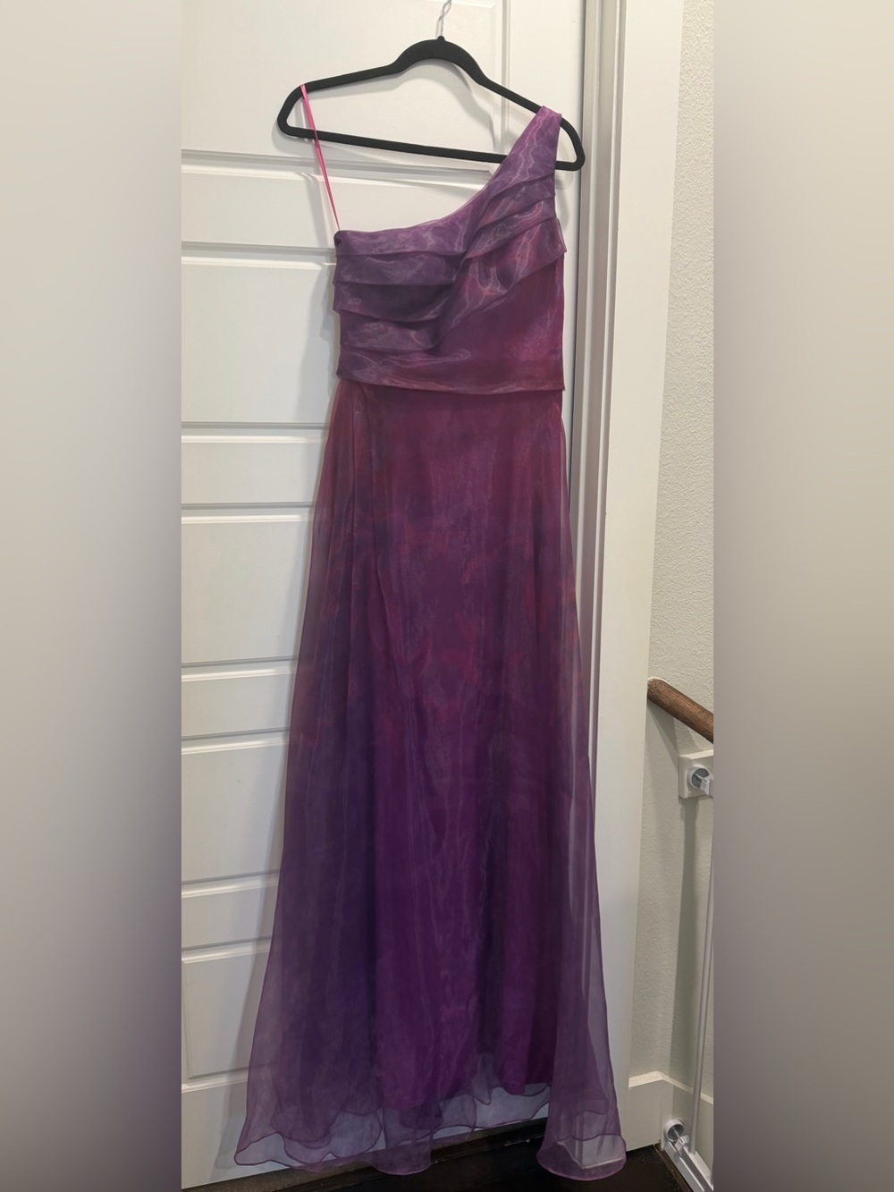 Rene Ruiz One-Shoulder Purple Ombre Evening Gown
